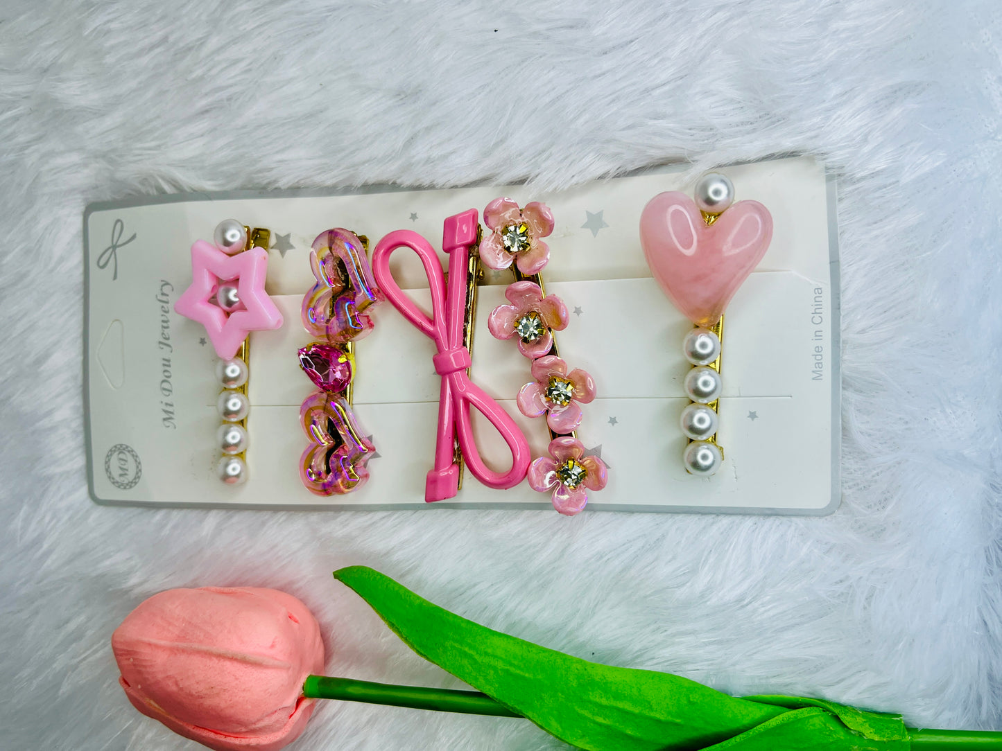 ๐ Blendora Princess Pearl Hair Clip Set โ 5 Piece Elegant Pearl & Bow Clips for Women & Girls