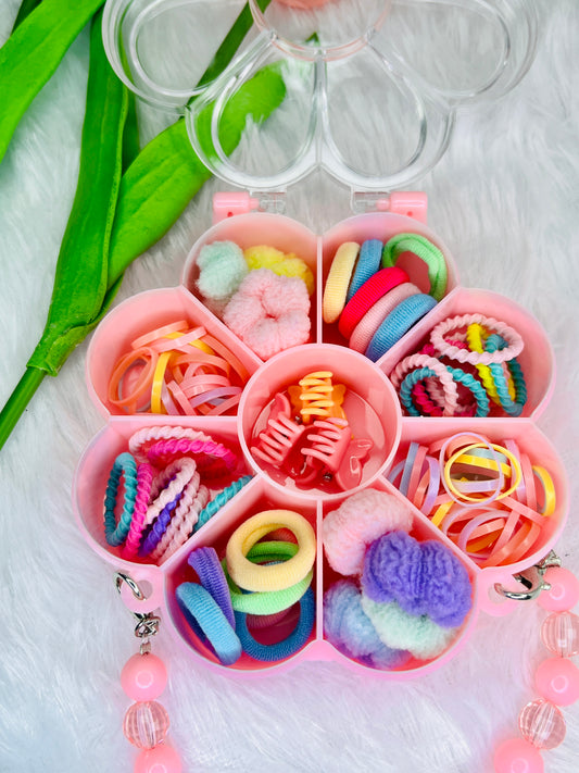 🌸Blendora Pastel Hair Essentials Box – Mini Claws & Elastic Bands Combo for kids,Girls & Women