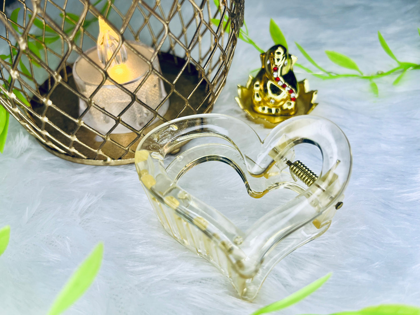 Blendora Transparent Heart Hair Claw Clip – Premium Acrylic | Strong Grip Cute Hair Clutcher for Women & Girls