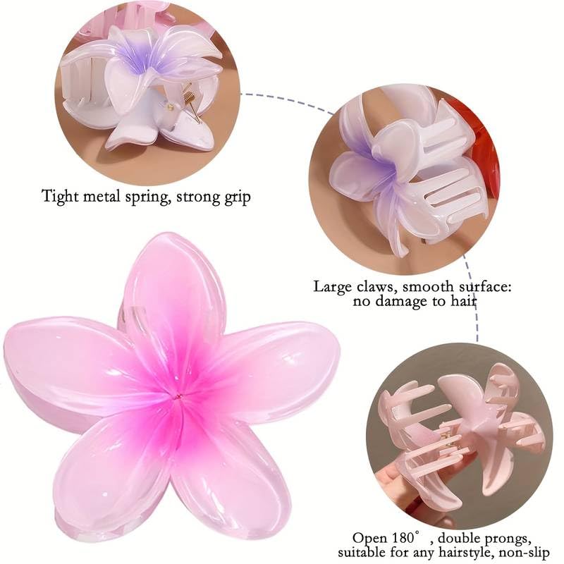 Blendora Glossy Lily Hair Claw – Large | Strong Grip Floral Claw Clip for Women & Girls