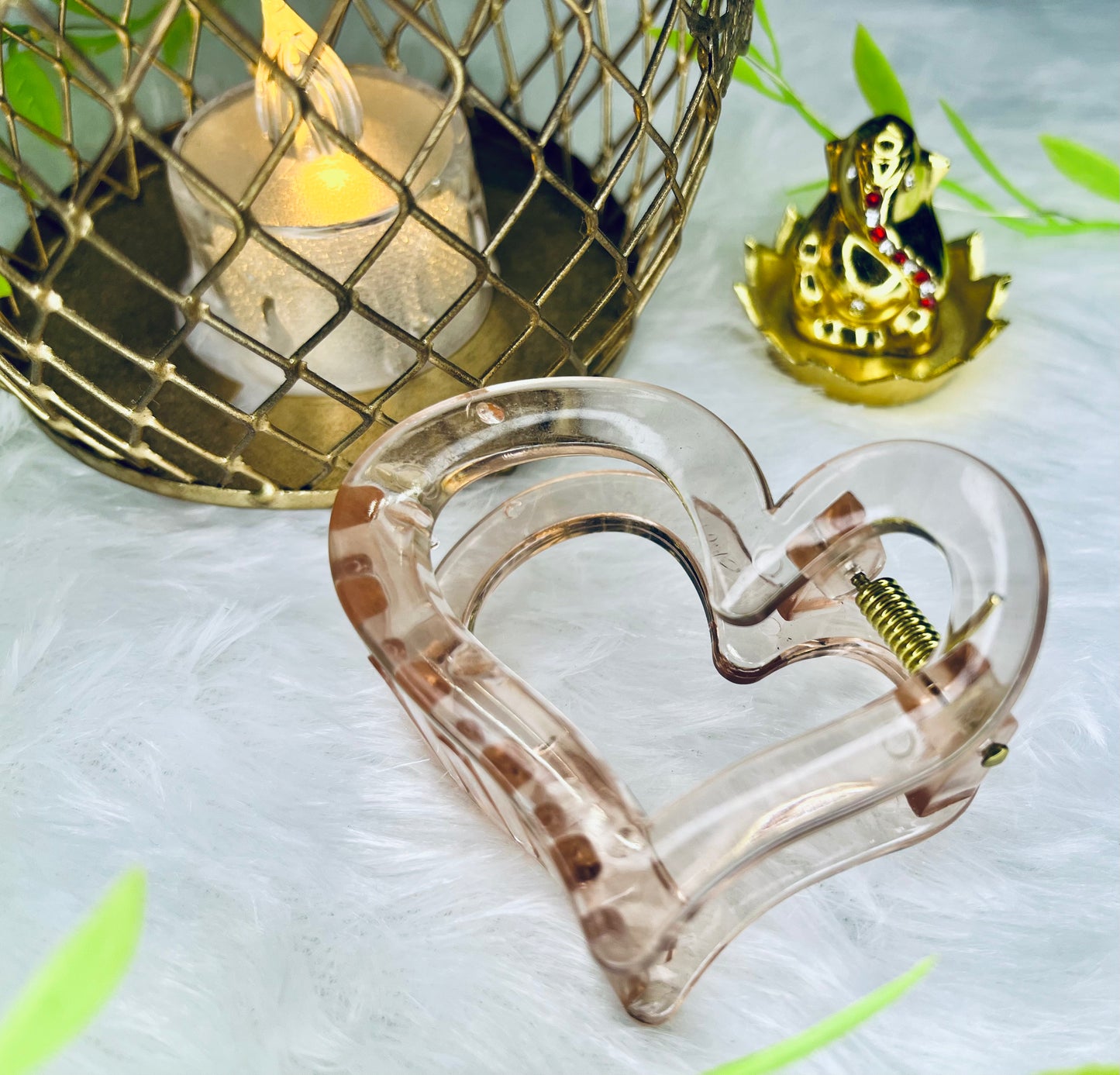 Blendora Transparent Heart Hair Claw Clip – Premium Acrylic | Strong Grip Cute Hair Clutcher for Women & Girls