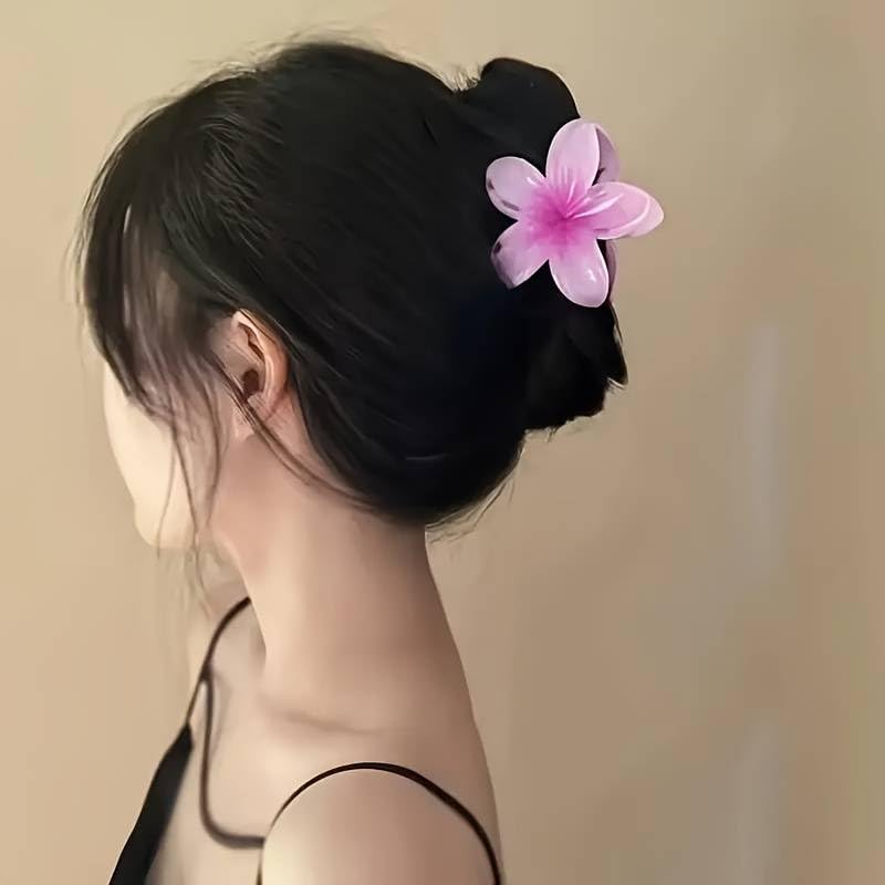 Blendora Glossy Lily Hair Claw – Large | Strong Grip Floral Claw Clip for Women & Girls