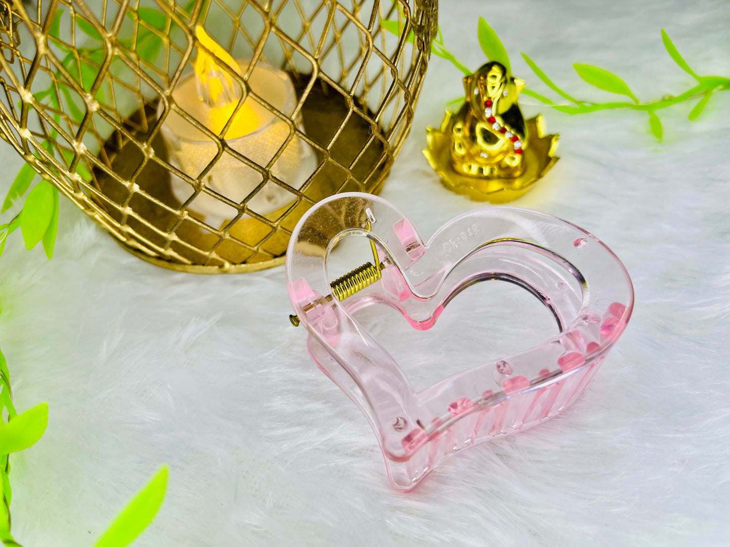 Blendora Transparent Heart Hair Claw Clip – Premium Acrylic | Strong Grip Cute Hair Clutcher for Women & Girls