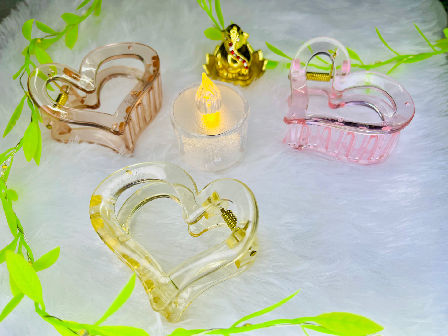 Blendora Transparent Heart Hair Claw Clip – Premium Acrylic | Strong Grip Cute Hair Clutcher for Women & Girls