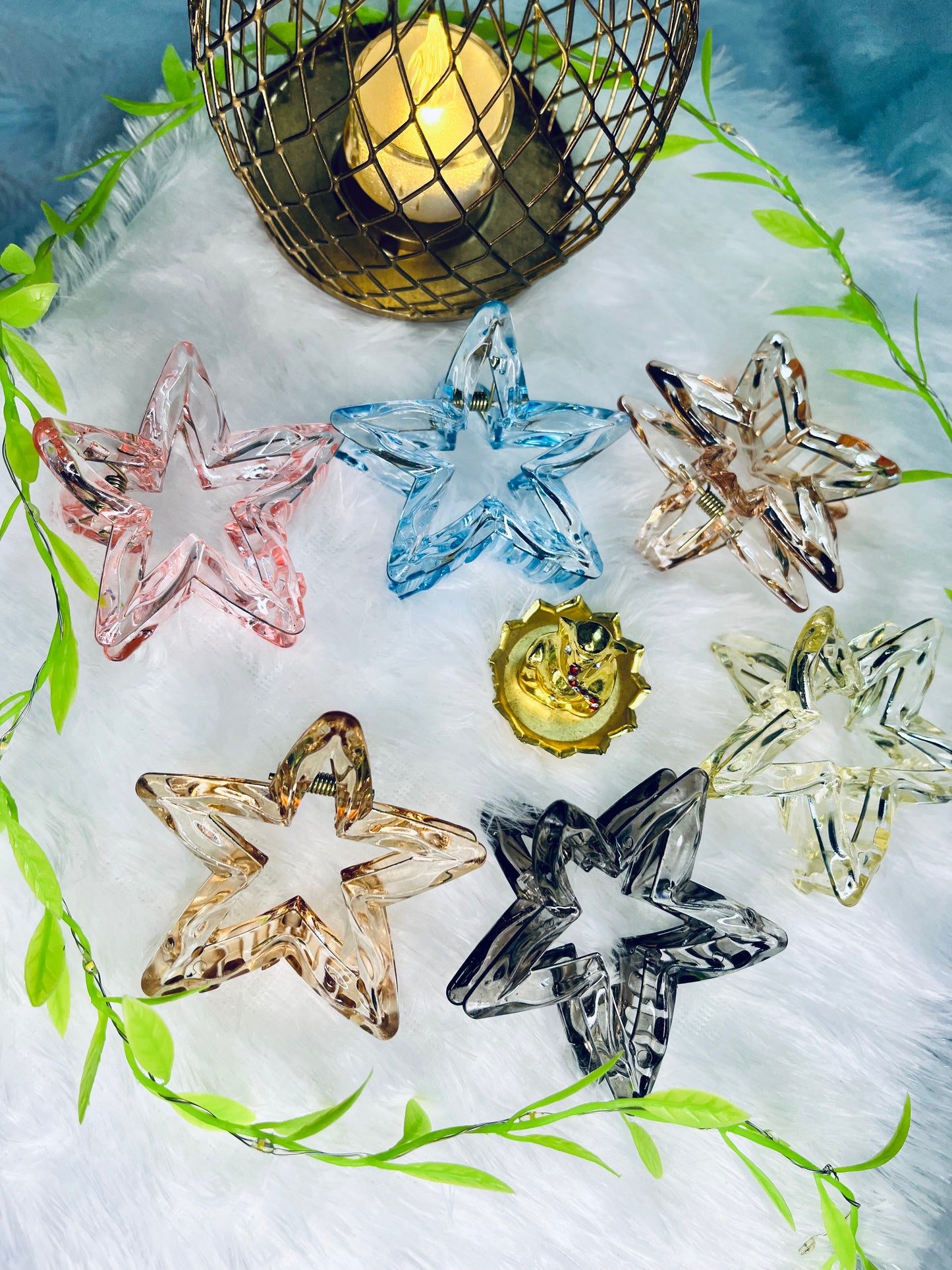 ⭐ Blendora Clear Resin Star Hair Claw – Medium | Transparent Strong Grip Clip for Women & Girls