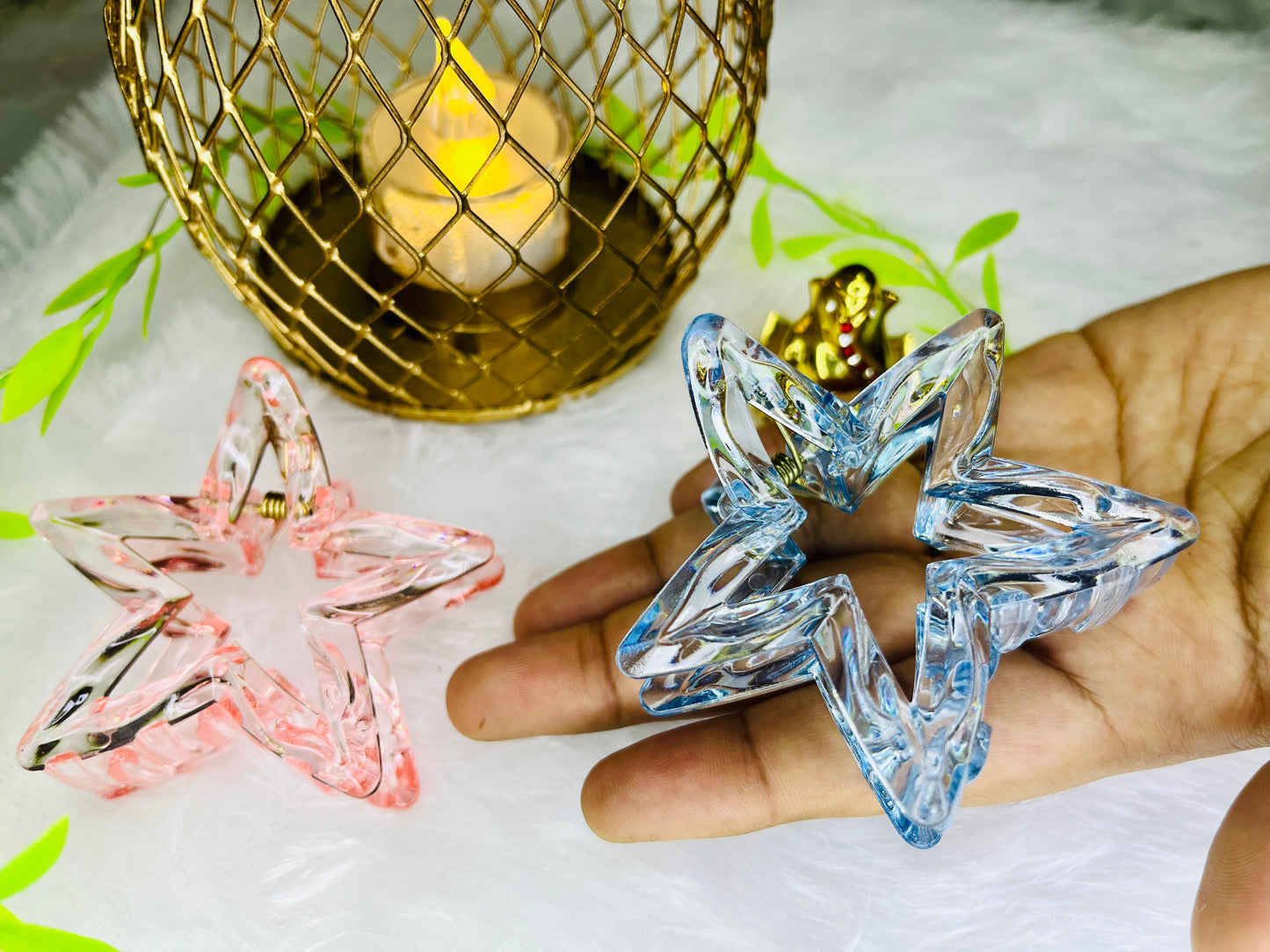 ⭐ Blendora Clear Resin Star Hair Claw – Medium | Transparent Strong Grip Clip for Women & Girls