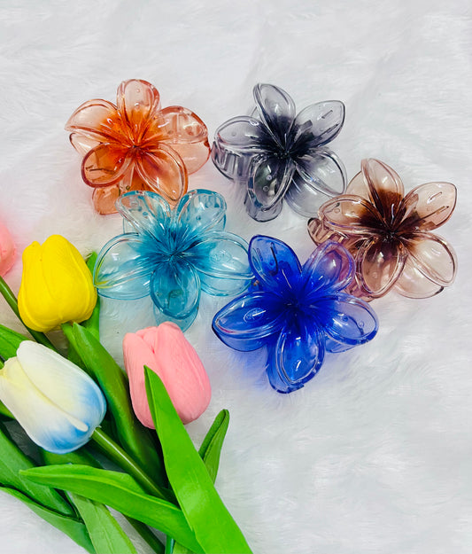 🌸Blendora Glassy Flower Hair Claw – Large | Elegant Gloss-Finish Floral Hair Clip for Women & Girls