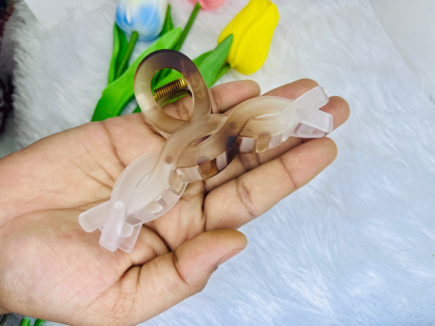 🌸Blendora dual Matte & Glossy Braided Hair Claw – Large | Strong Grip Statement Claw for Women & Girls