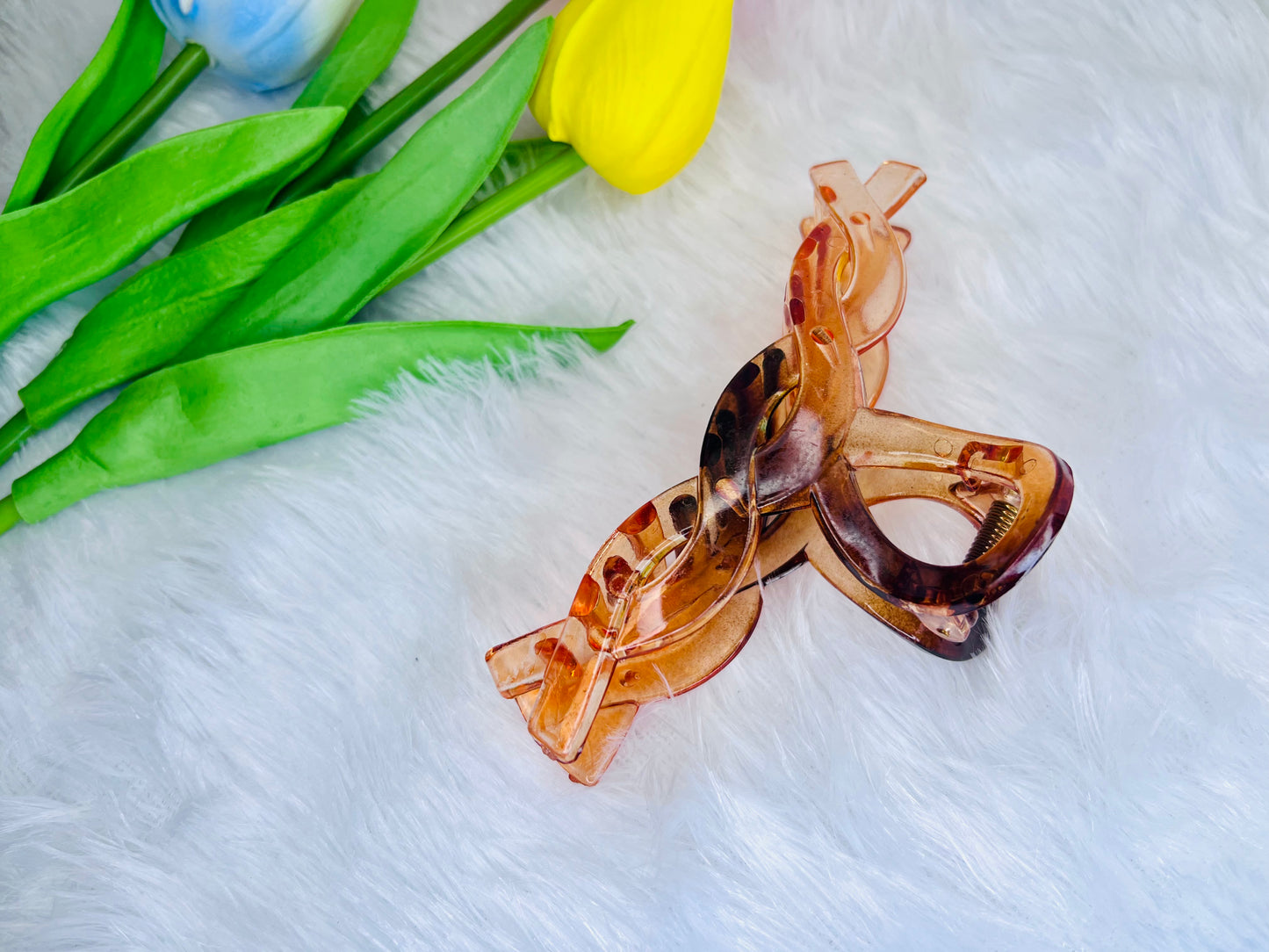 🌸Blendora dual Matte & Glossy Braided Hair Claw – Large | Strong Grip Statement Claw for Women & Girls