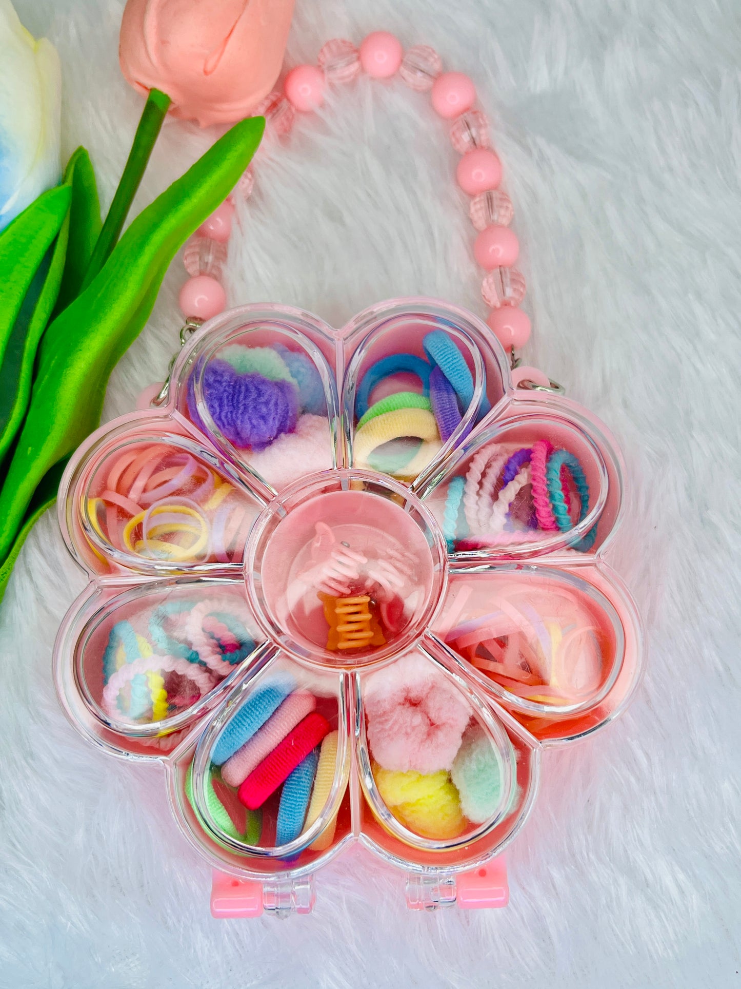 🌸Blendora Pastel Hair Essentials Box – Mini Claws & Elastic Bands Combo for kids,Girls & Women