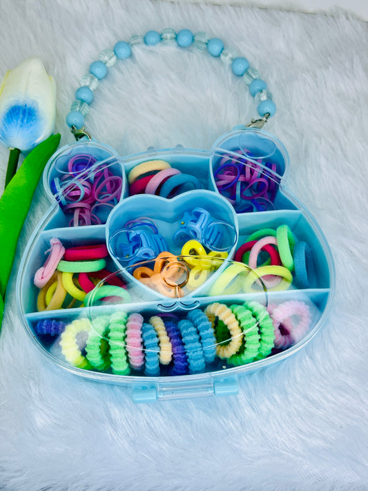 🌸Blendora Pastel Hair Essentials Box – Mini Claws & Elastic Bands Combo for kids, Girls & Women