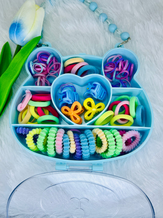 🌸Blendora Pastel Hair Essentials Box – Mini Claws & Elastic Bands Combo for kids, Girls & Women