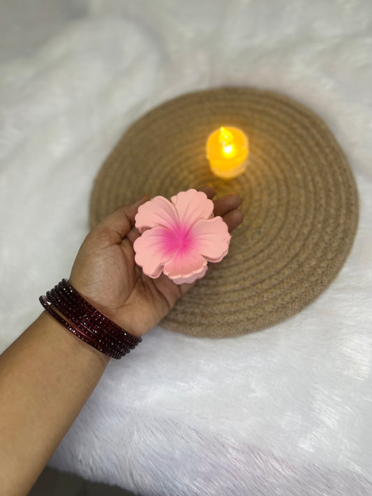 🌺 Blendora Dual-Tone Matte Hibiscus Hair Claw – Large | Strong Grip Floral Claw Clip for Women & Girls