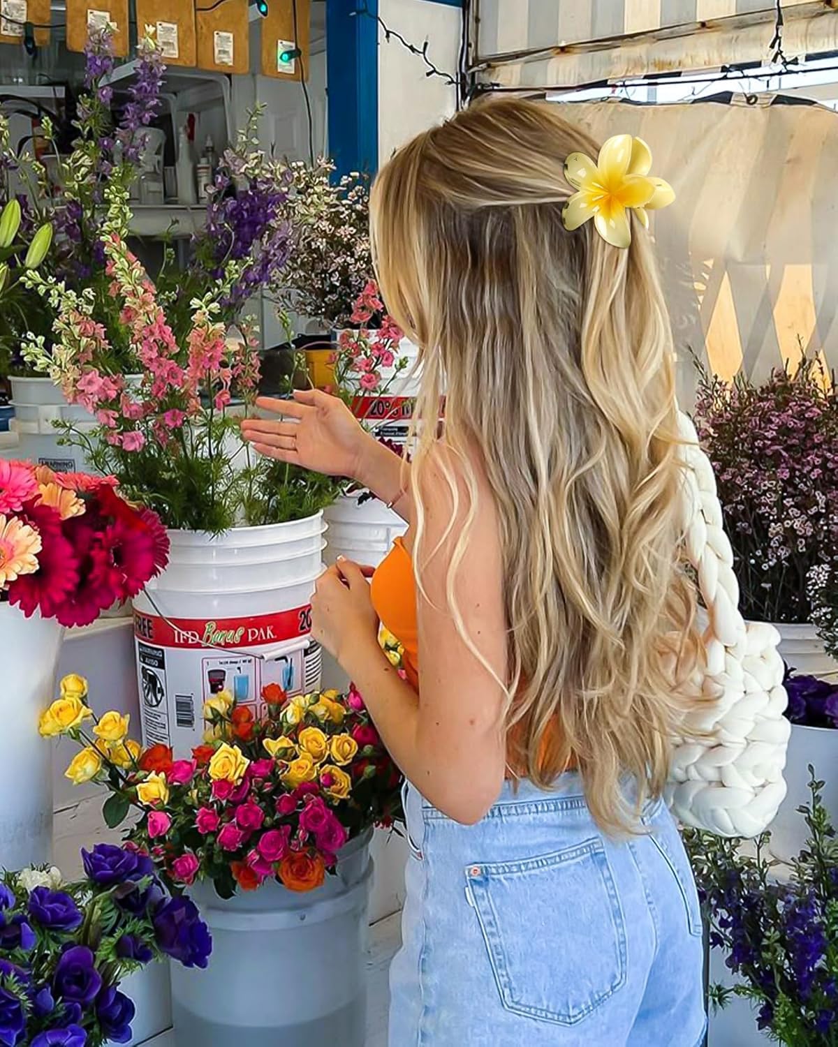 Blendora Glossy Lily Hair Claw – Large | Strong Grip Floral Claw Clip for Women & Girls